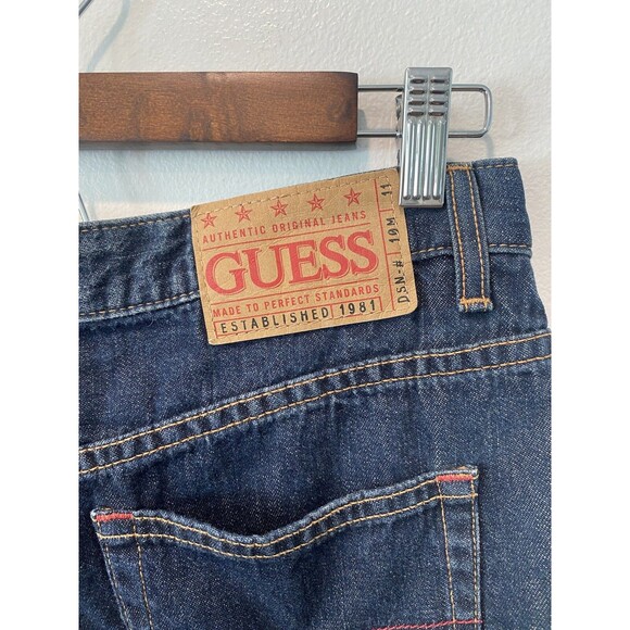 Vtg Y2K GUESS JEANS Denim Skirt Women's Sz 29 Blue Pencil Front Slit High Waist - Picture 3 of 9